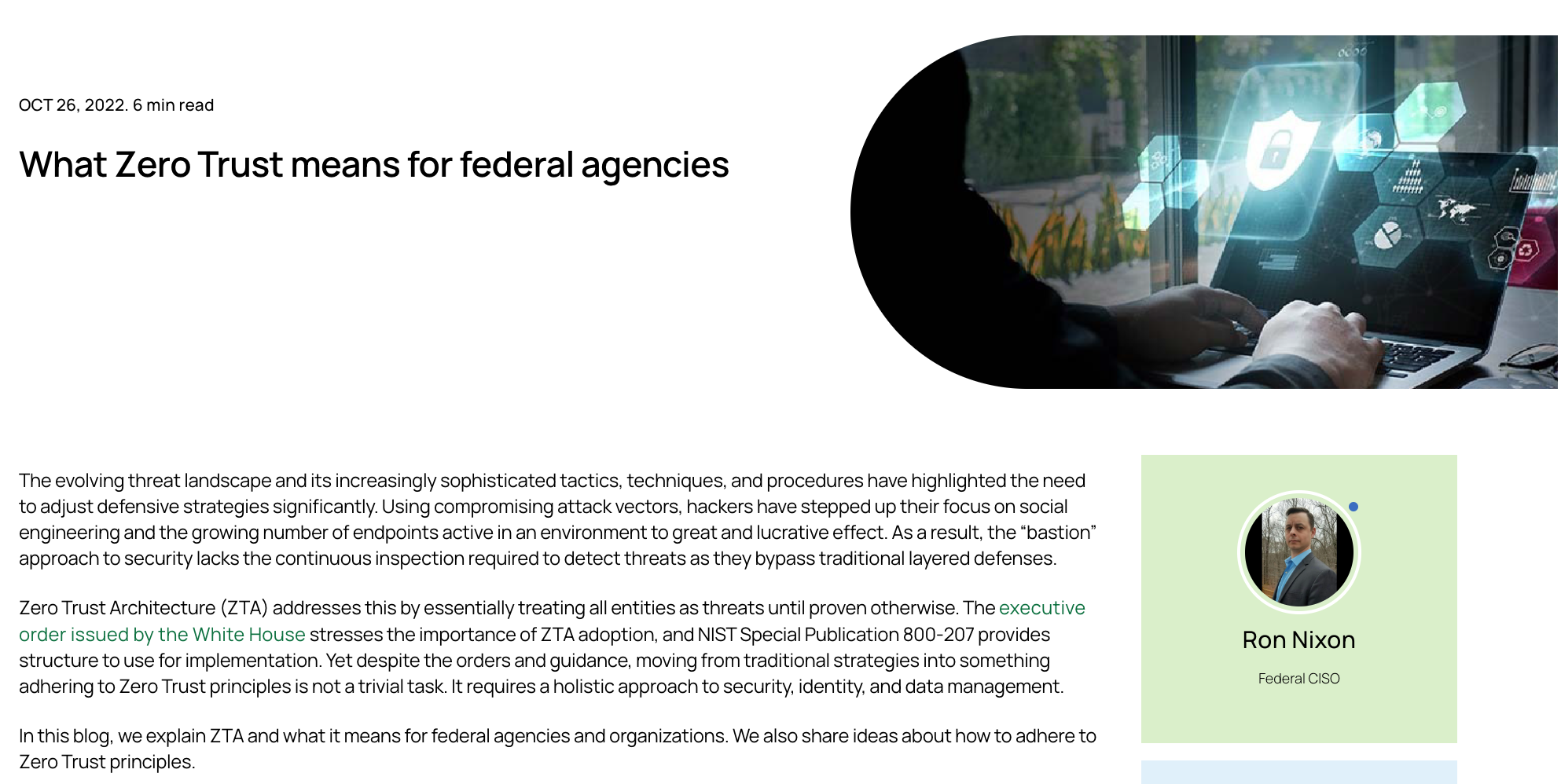 What Zero Trust Means for Federal Agencies - Content Lead