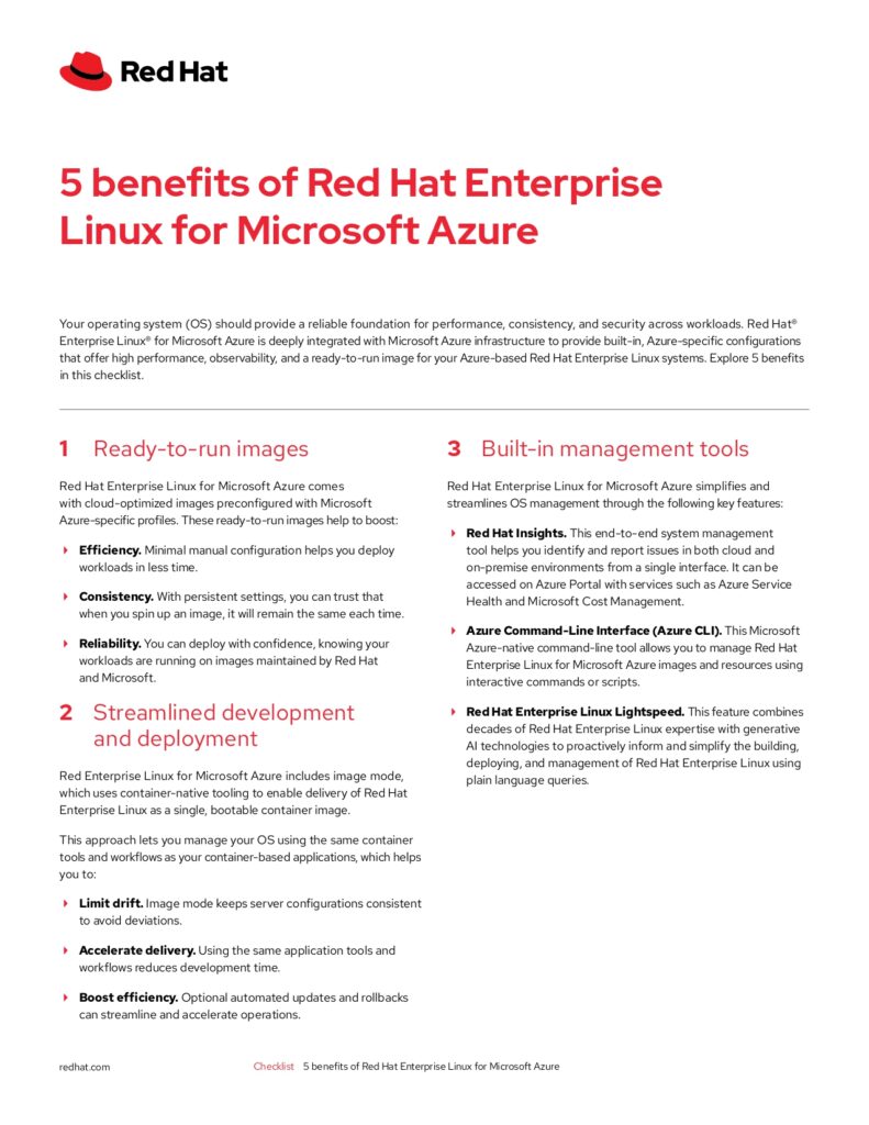5 benefits of Red Hat Enterprise Linux for Microsoft Azure - Content Lead